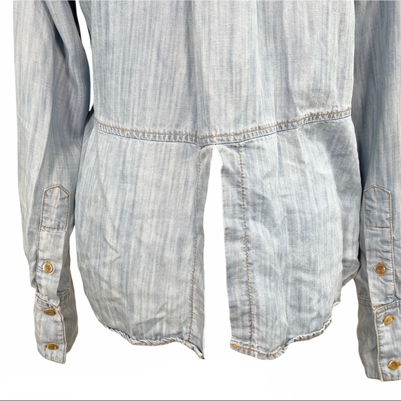 Anthro Elevenses Chambray Split Back Button Down - Picture 9 of 10